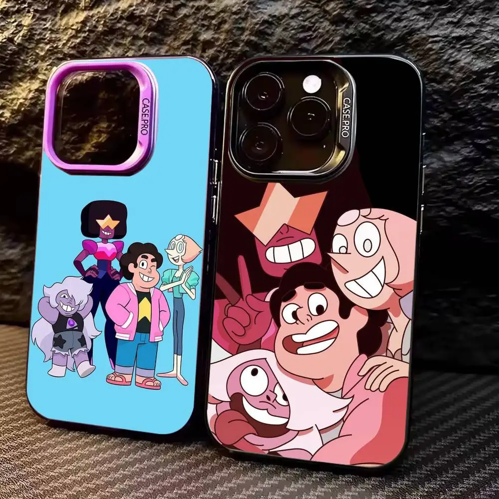 

L-LGBTQ S-Steven U-Universe Phone Case For iPhone17,16,15,14,13,12,11 Plus,Pro Max Colored Silver Plated Inside Cover