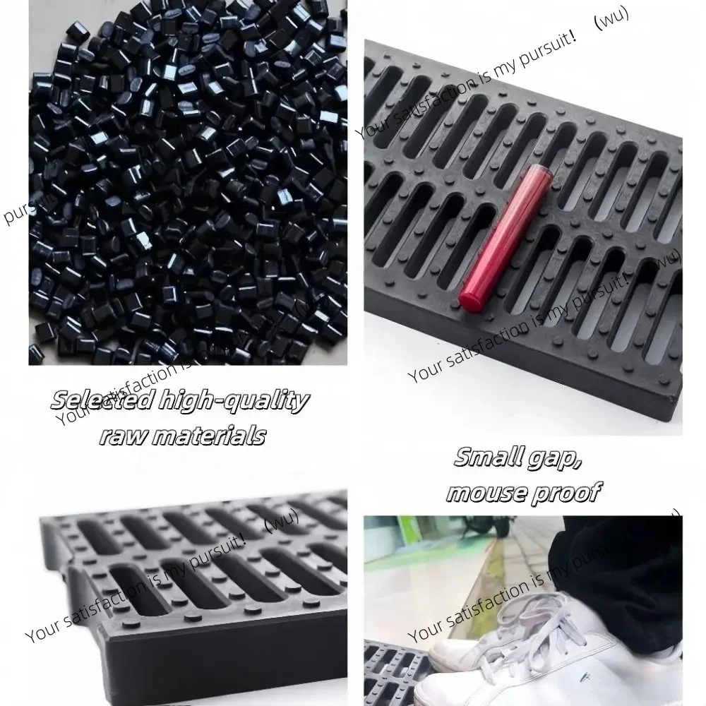 For High Strength Trench Cover Rectangular Resin Plastic Garage Floor Drain Black Sewer Trench Plate Grid Basement