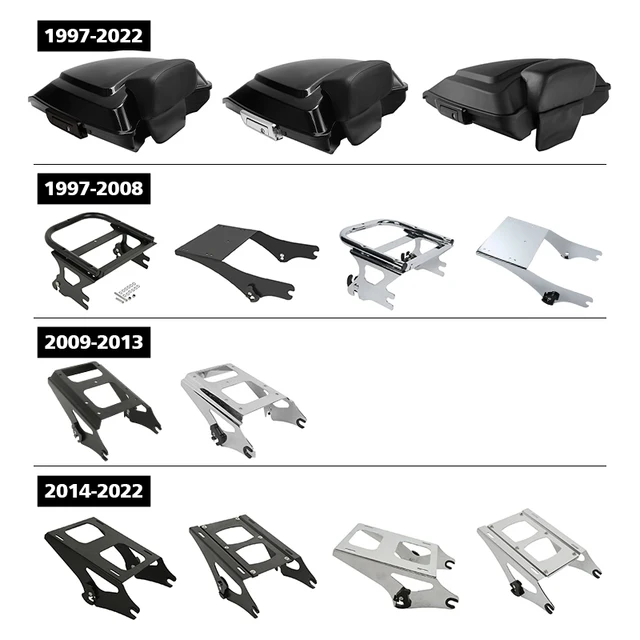Motocyklowy bagażnik Razor z podparciem oparcia, mocowanie, pasuje do Harley 1997-2022 Road King Street Electra Glide FLHT FLTRX
