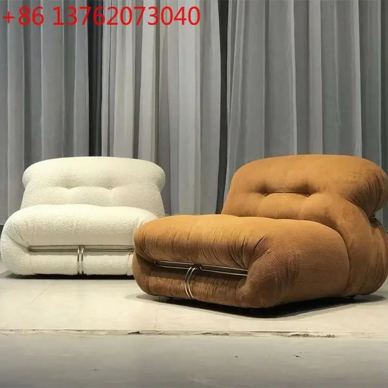 

Nordic designer sofa retro light luxury leisure lazy lamb wool single sofa chair