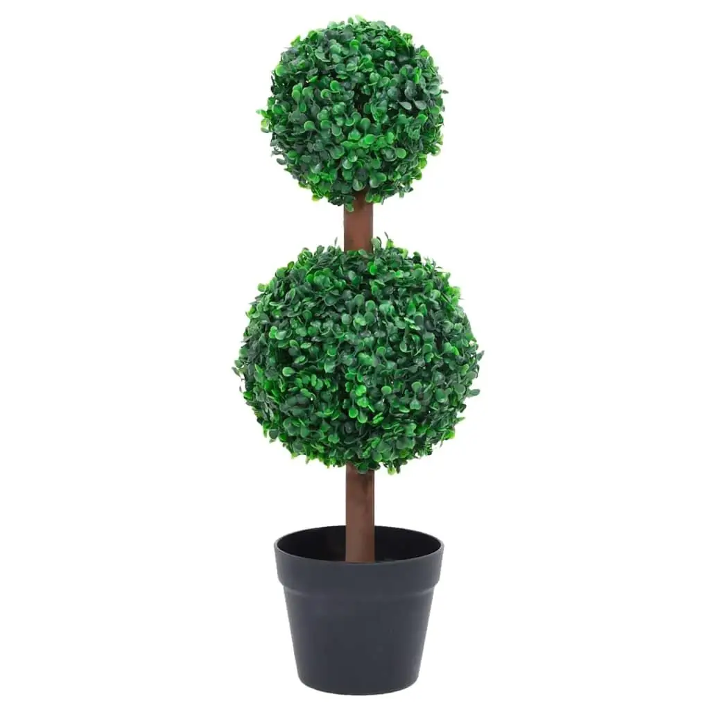 23.6” Artificial Boxwood Ball Plant in Pot - Green Decor for Home & Office