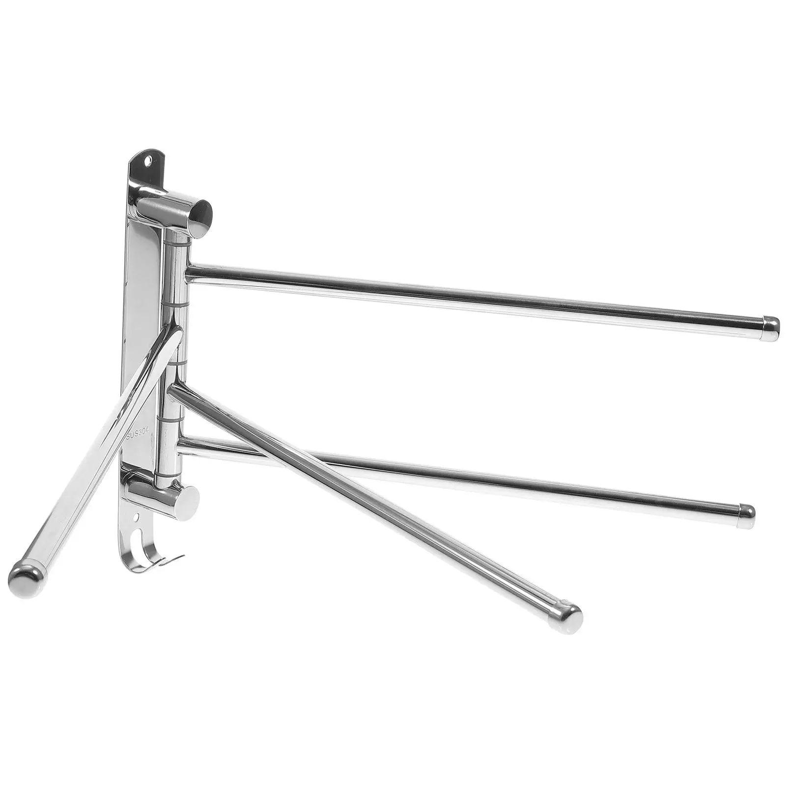 

Stainless Steel 4-Rod Towel Rack Wall Mounted Multifunctional Towel Holder Swivel Arms Bathroom Kitchen Drying Rack