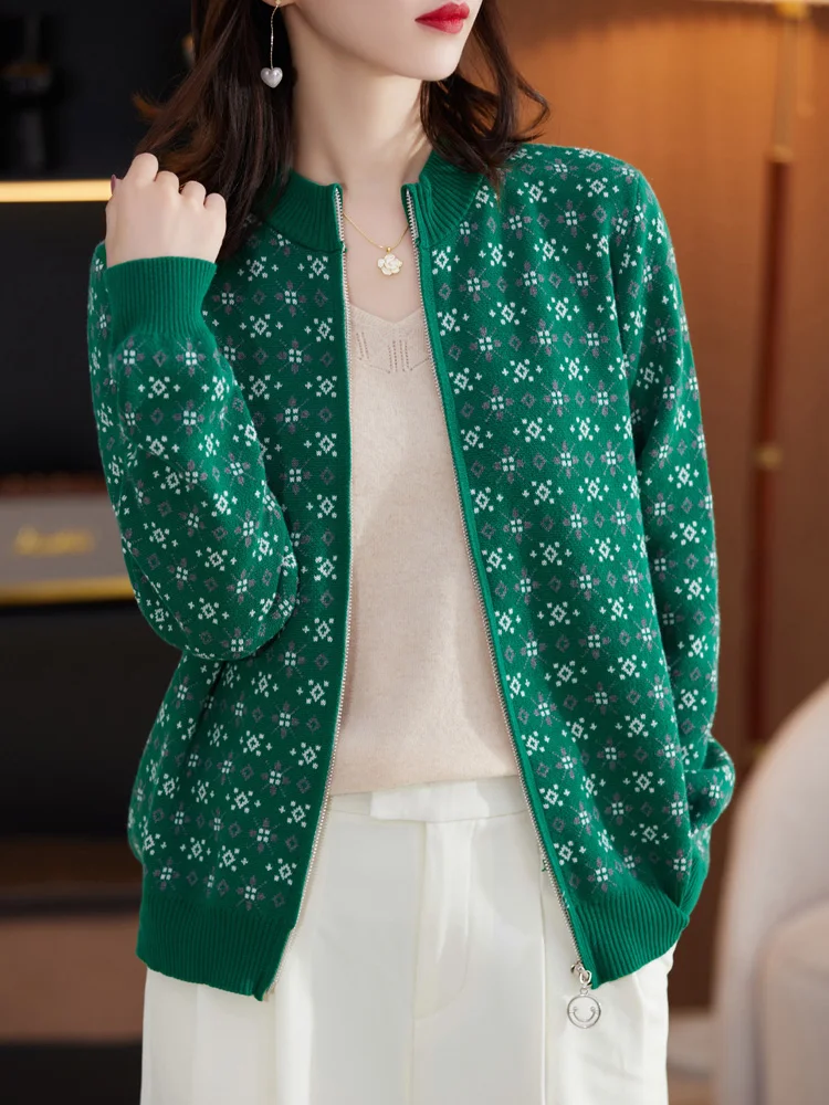 

100% хлопковый кардиган с длинными рукавами, женский свободный модный топ на молнии, вязаный свитер с V-образным вырезом, осенний сезон