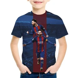 2024 Summer New Fashionable Children's 3D Printed T-shirt Popular Football Star Messi Cool Boys and Girls Casual Short Sleeves