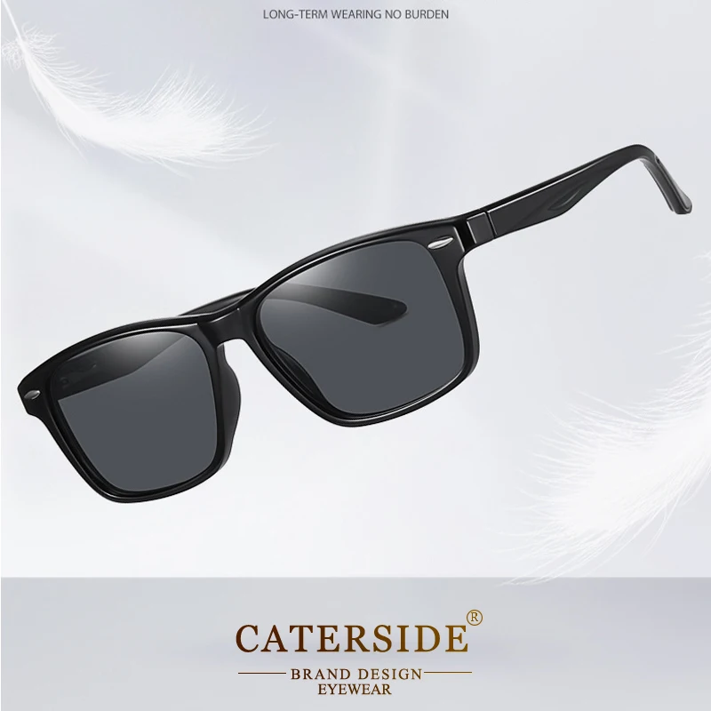 CATERSIDE Neue Polarisierte Sonnenbrille für Herren TR90 Quadratisch Ultraleicht Modische Sonnenbrille für Damen Marken-Fahrbrille Party-Brille Geschenkset – Detail 5