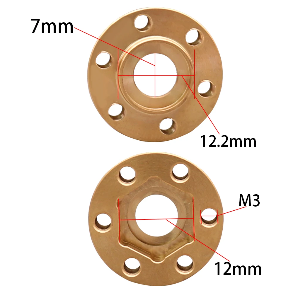 Brass Weights 12mm Wheel Hex Hub Widen Adapter for 1/10 RC Crawler 1.9 2.2Inch Wheels Rim Axial SCX10 TRX4 Counterweight