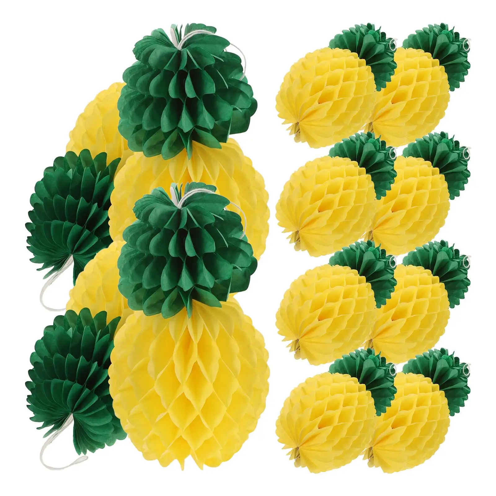 

9 Pcs Pineapple Hanging Decoration 20cm Honeycomb Balls Fruit Paper Pendant Party Favors Tropical Wedding Birthday Decorations