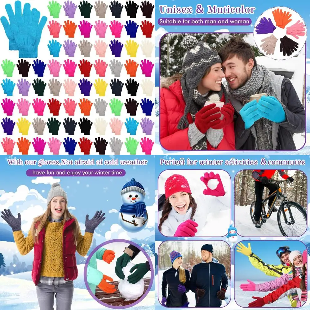 

Winter Bulk Knitted Stretchy Gloves 100 Pairs - Warm, Unisex, Ideal for Homeless Charity Donations