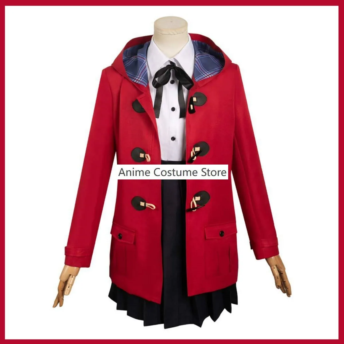 Anime Girls Band Cry Iseri Nina Cosplay Costume Red Hooded Woolen Coat Shirt Skirt Adult Woman Kawaii Halloween Christmas Suit