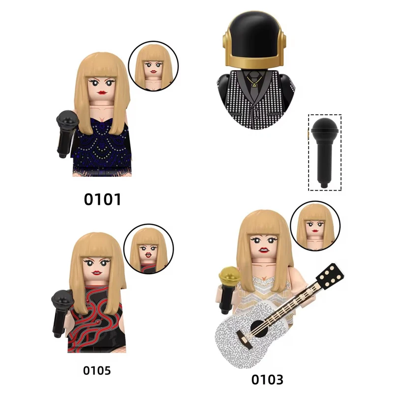 

Holiday Christmas birthday gift building blocks female singer humanoid doll singer star mini character assembly