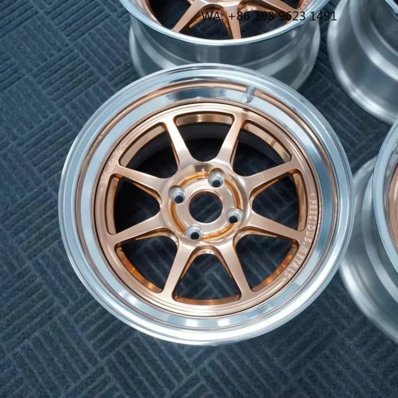 High-end customized deep concave forged alloy wheel hub, multi-inch single-piece sport rims, 5×3 PCD, gold polished finish