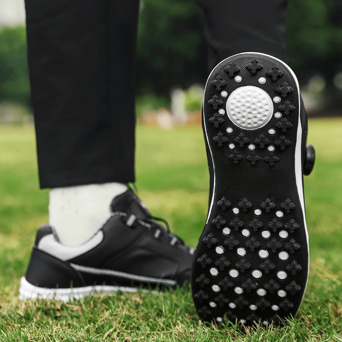 Unisex-Golfschuhe ohne Spikes, wasserdicht, rutschfeste Gummisohle, atmungsaktive, gepolsterte Sneaker für Golfplatz- und Outdoor-Training – Detail 4
