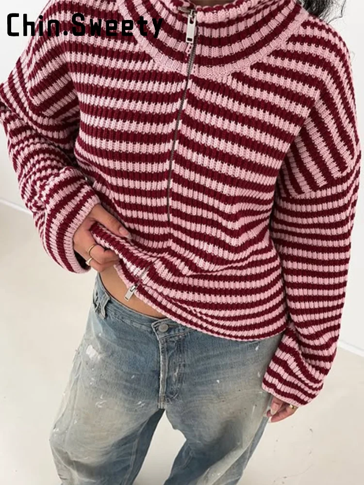 เสื้อคลุมแฟชั่นขนแกะพิมพ์ลาย คอตั้ง แขนยาว ทรงหลวม สไตล์สตรีท สำหรับผู้หญิง ฤดูใบไม้ร่วง 2025 เสื้อคลุมอุ่นๆ รุ่นใหม่