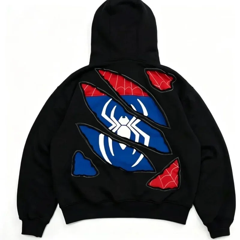 Spider Hero Inspired 3D Print Long Sleeve Hoodie Cracked Web Graphic Pullover Streetwear Casual Tops Adults Youth Daily Wear