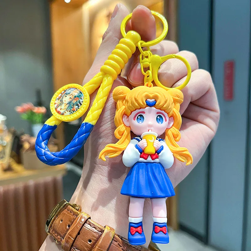 Tsukino Usagi Princess Serenity Anime Keychain Cute Cartoon Dolls Child Toy Key Ring School Bag Car Key Accessories Gift