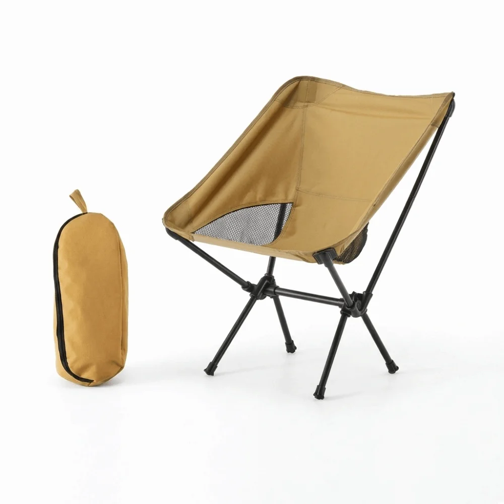 Collapsible Folding Camping Chair Sturdy Wear-resistant Portable Moon Chair Portable with Backrest Outdoor Fishing Stool