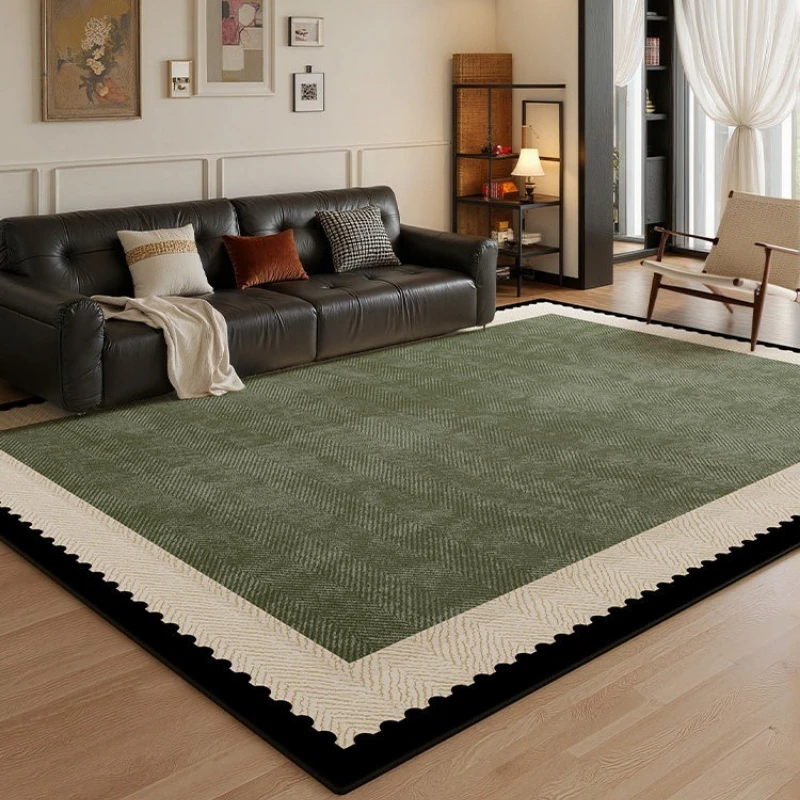 Large Living Room Carpet Stain-resistant Wear-resistant Floor Mat French Vintage Green Geometric Pattern Rug Home Decor Carpets