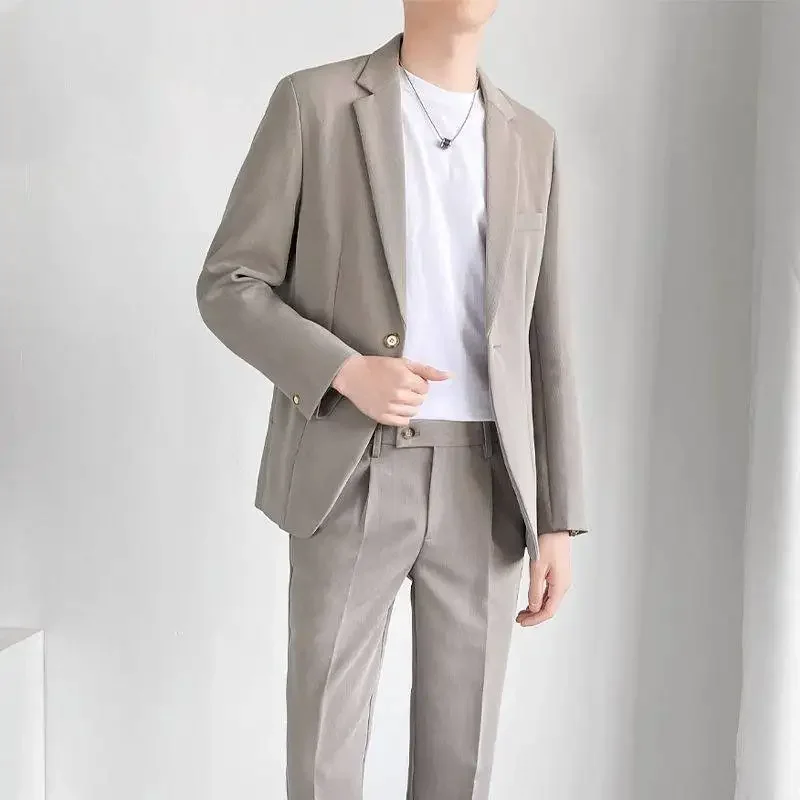 New style suit for handsome men light and thin formal dress for groom's wedding casual suit for men