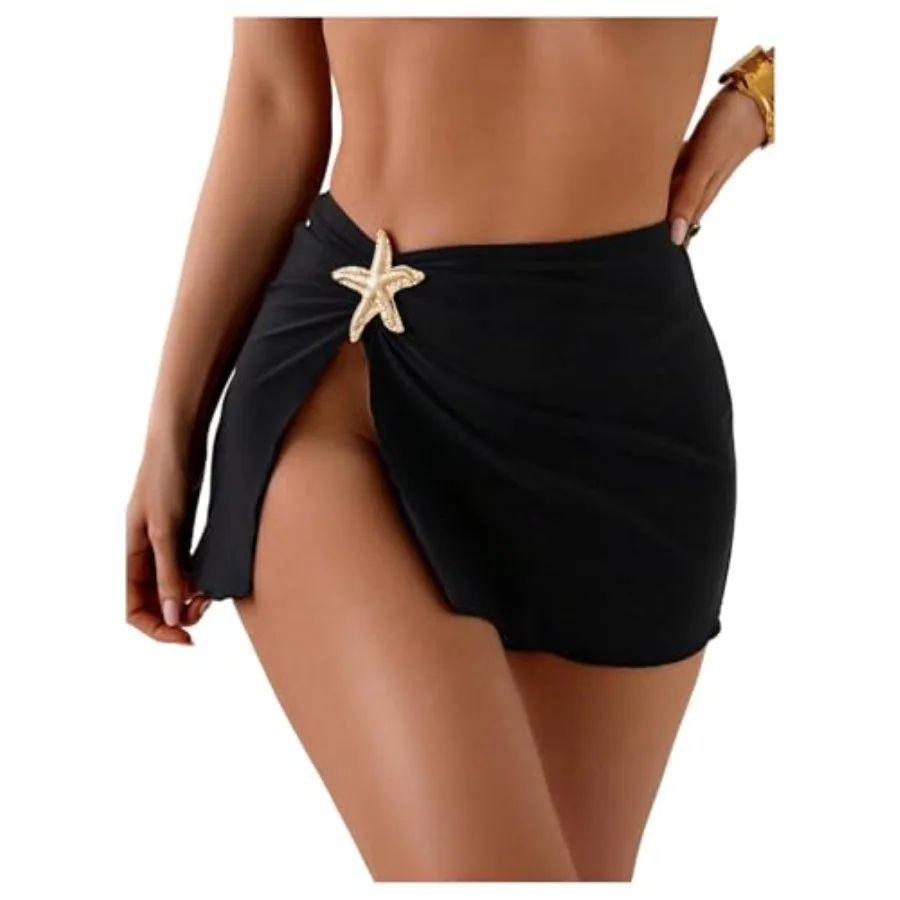 

Женская пляжная юбка-парео с разрезом и принтом морских звезд, облегающая, для отпуска, с шармом