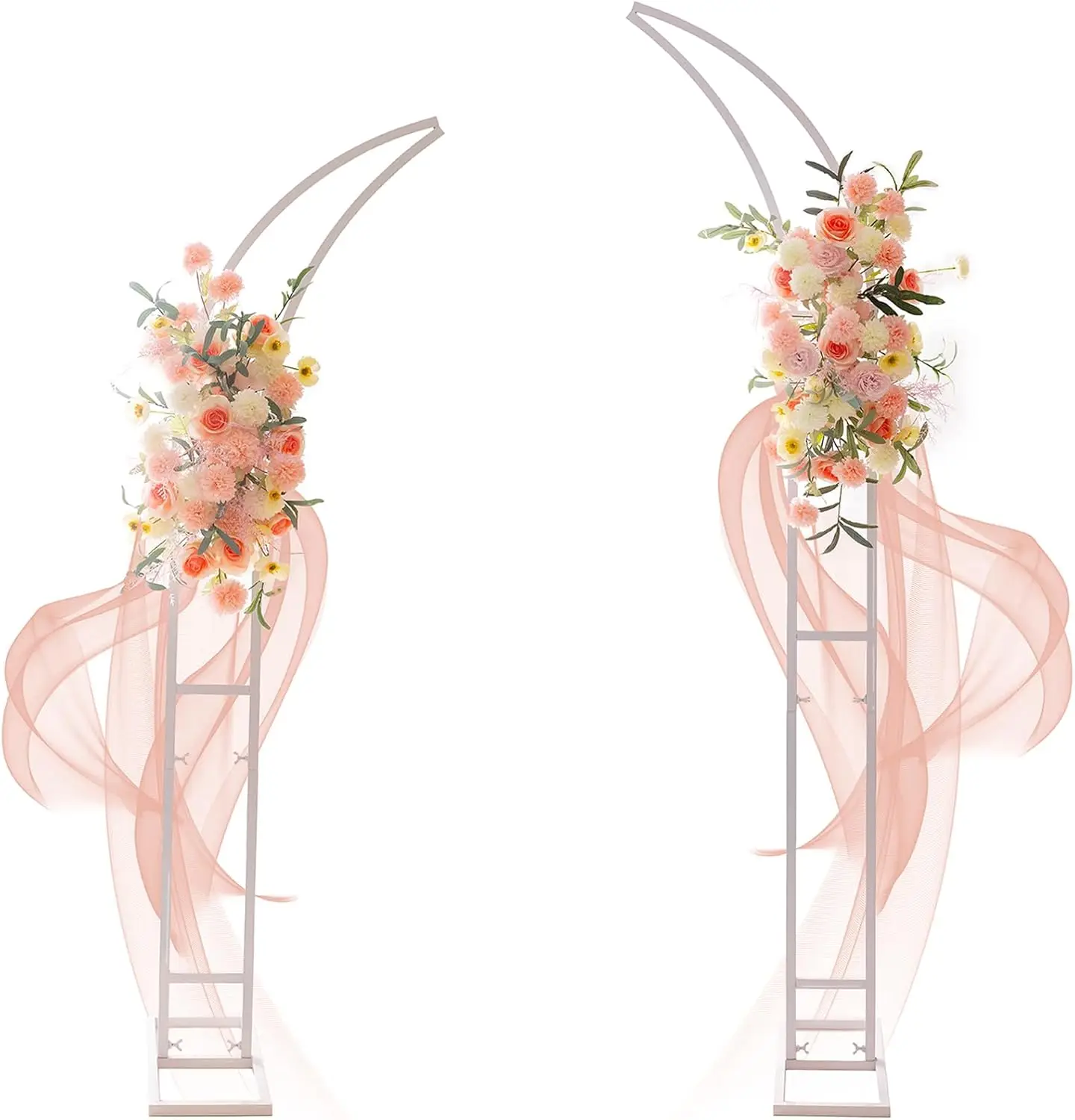 

2Pcs Large Wedding Arch with Base, 8.2 & 6.9 FT White Metal Backdrop Stand for Party Decor Garden Climbing Plants