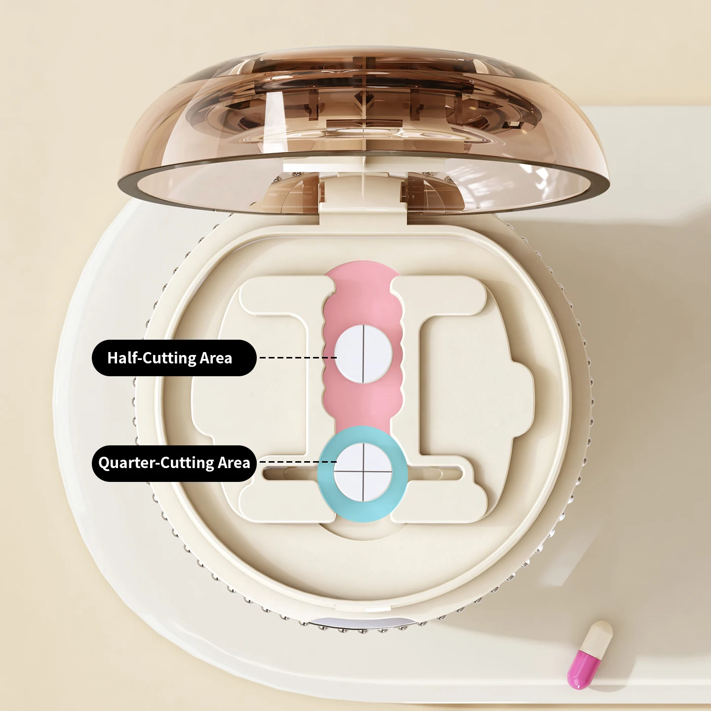 2-in-1 Pill Cutter And Storage Box Design Medicine Organizer Makes Splitting And Storing Easy