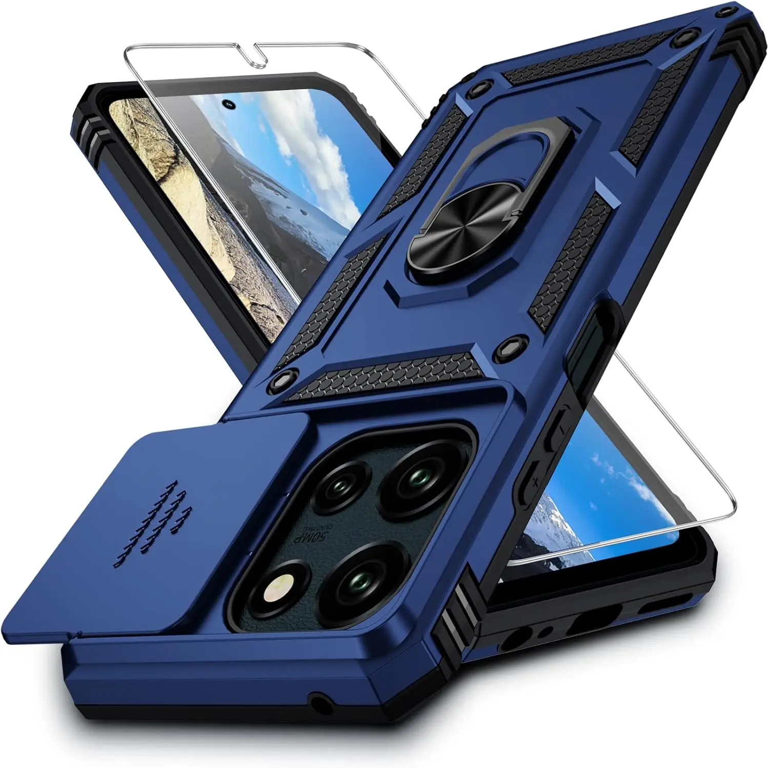 

Military-Grade Phone Case with Camera Cover, Screen Protector & Magnetic Kickstand for Enhanced Protection
