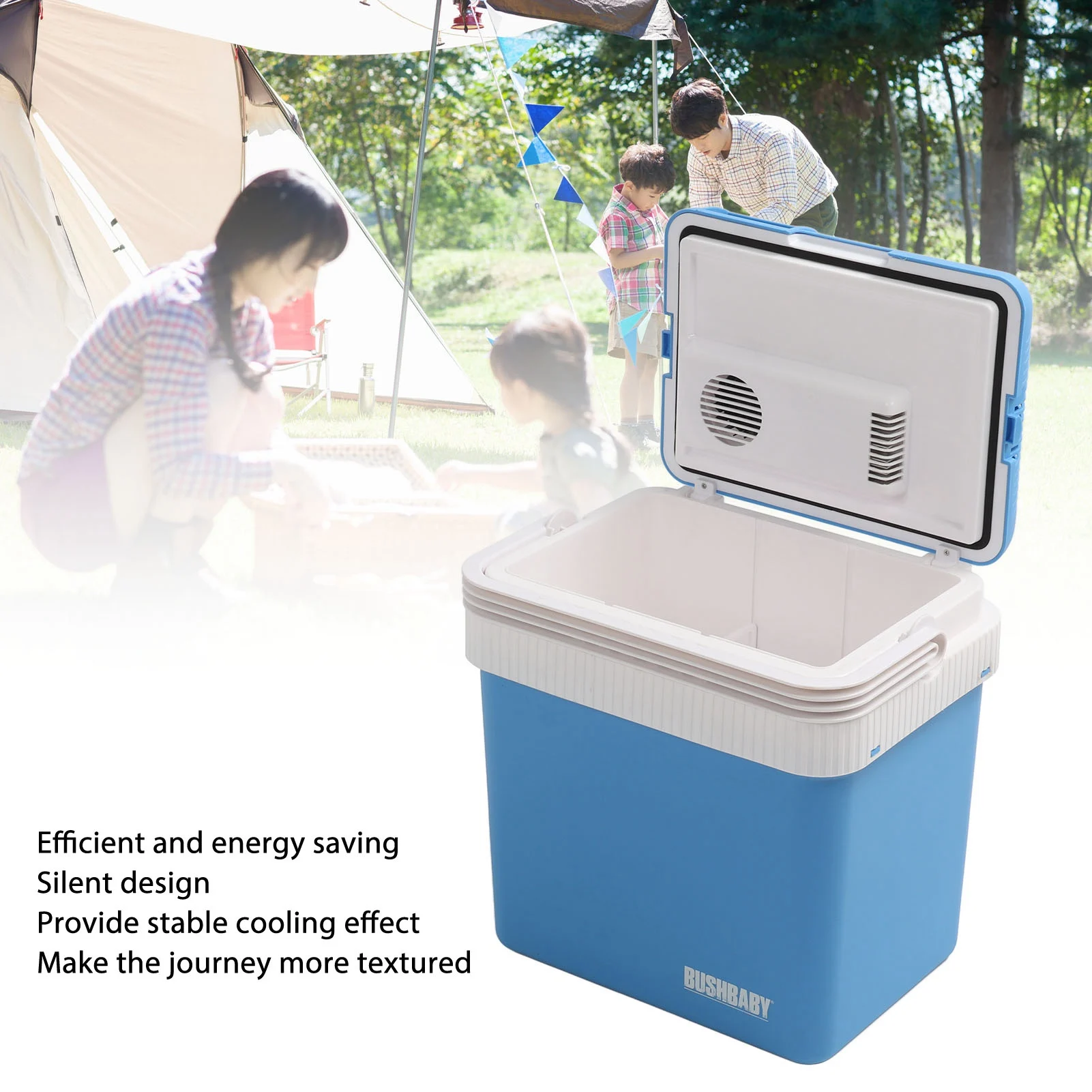 

24L Portable Fridge Cooler US Plug 110V Efficient Blue Electric Cooler and Warmer Energy Saving Silent with Handle for Home