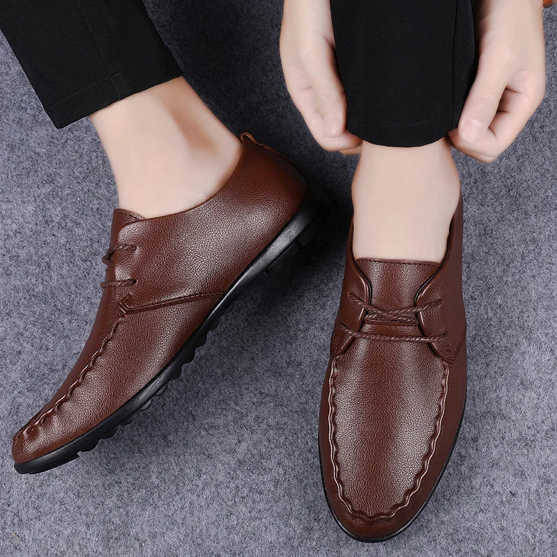 Genuine leather men's shoes Minimalist and comfortable style Office driving Daily Business Party High quality adult shoes New