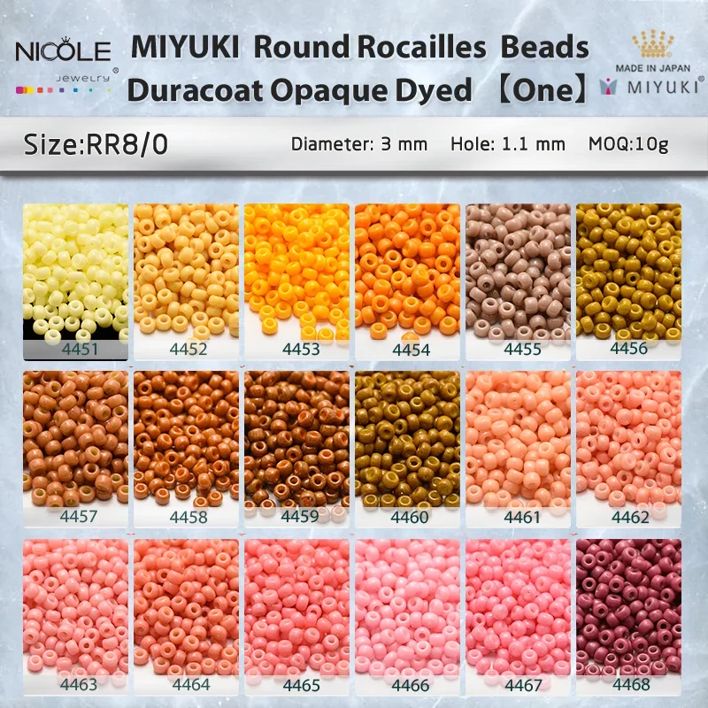 Miyuki Round Beads Duracoat Opaque Dyed Series 10g 3mm 8/0 Japanese Seed Bead for Jewelry Making Bracelet Necklace Earring