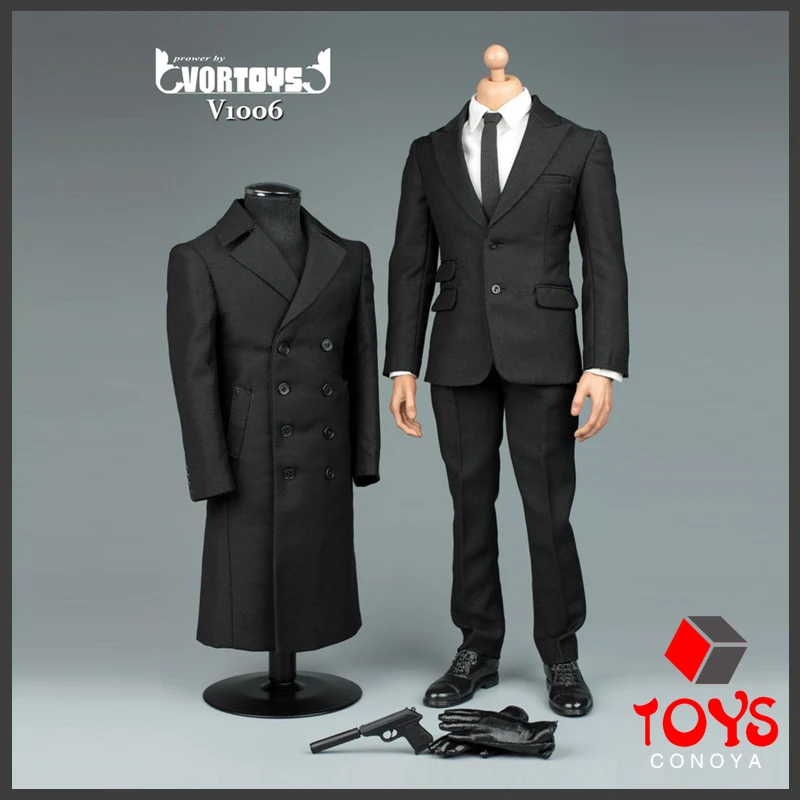 

VORTOYS V1006 1/6 Scale Agent Male Clothes Black Windbreaker Coat Suit Full Set For 12 Inch Action Figure Collection Toys Dolls