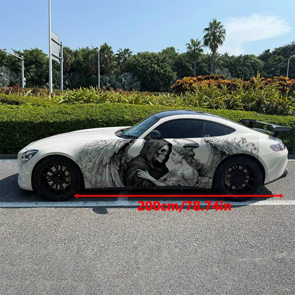 

2pcs.Death and the Angel Car Side Decals | Self-Adhesive PVC Waterproof & Scratch-Resistant Stickers, Fashionable Decals