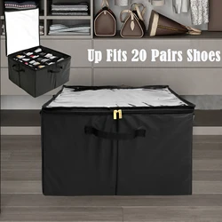 1/2Pcs Shoe Storage Box with Divider Dustproof Shoe Storage Bins with Clear Lid and Handle Foldable Shoe Organizer for Closet