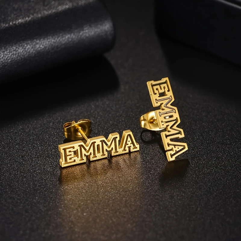 Valentine's Day Custom Personalized Hollow Women Earrings Stainless Steel Customized Name Jewelry Unique Earrings Couple Gift