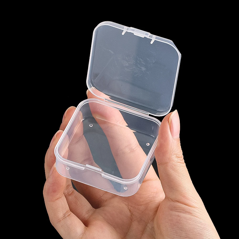 

F5 3PCS Square Plastic Box Containers Collecting Small Items Beads Craft Jewelry Display Storage Organizer Case with Hinged Lid