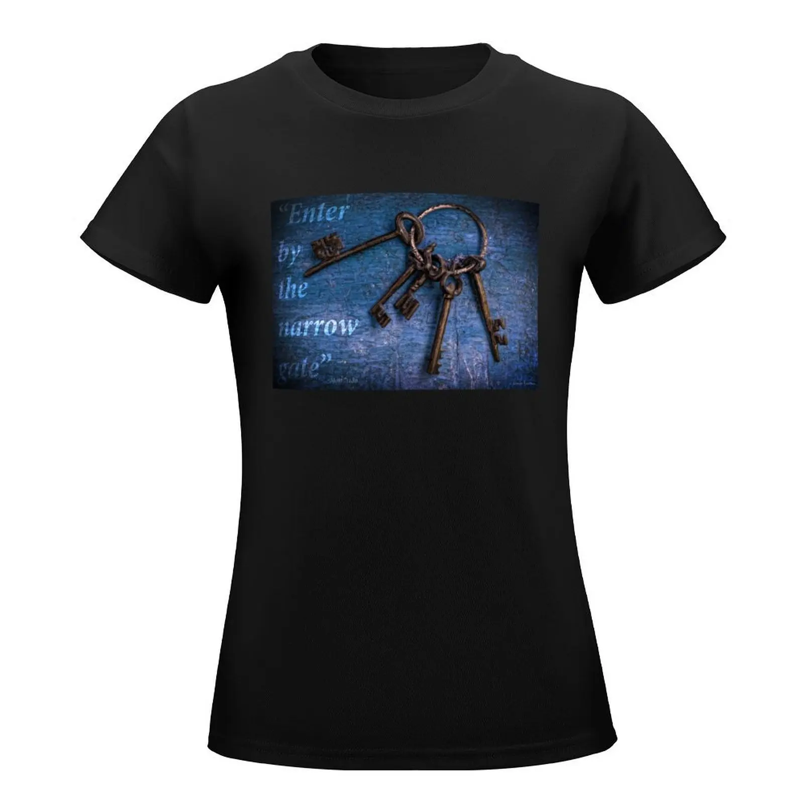 Enter by the narrow gate - Blue keys T-Shirt customs tees t-shirts for Women pack