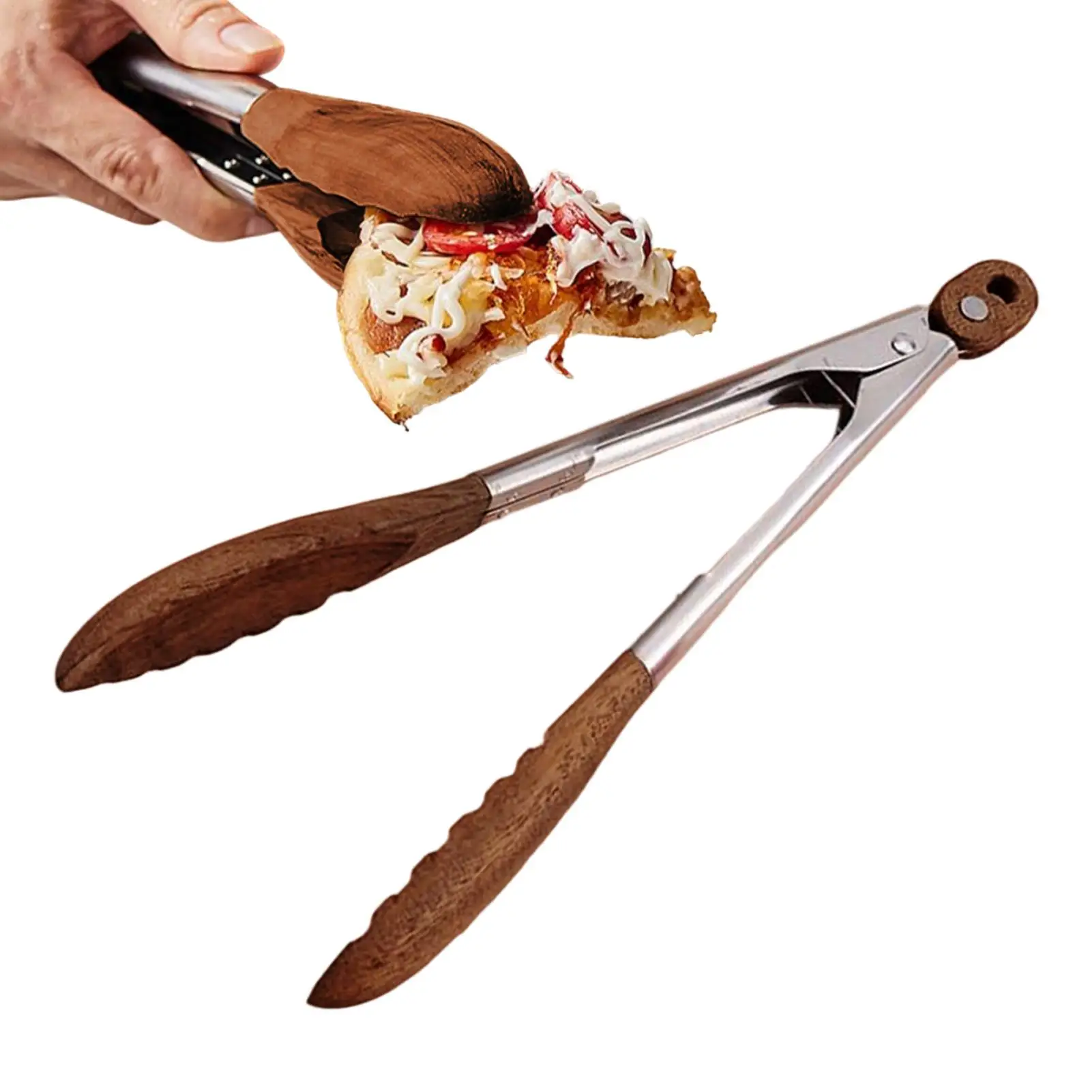 Salad Tongs 11.8 Inch Locking Non-Slip Utensil Wooden Food Serving Tongs for Cooking Salad Food BBQ Grill Bread Toast Pasta