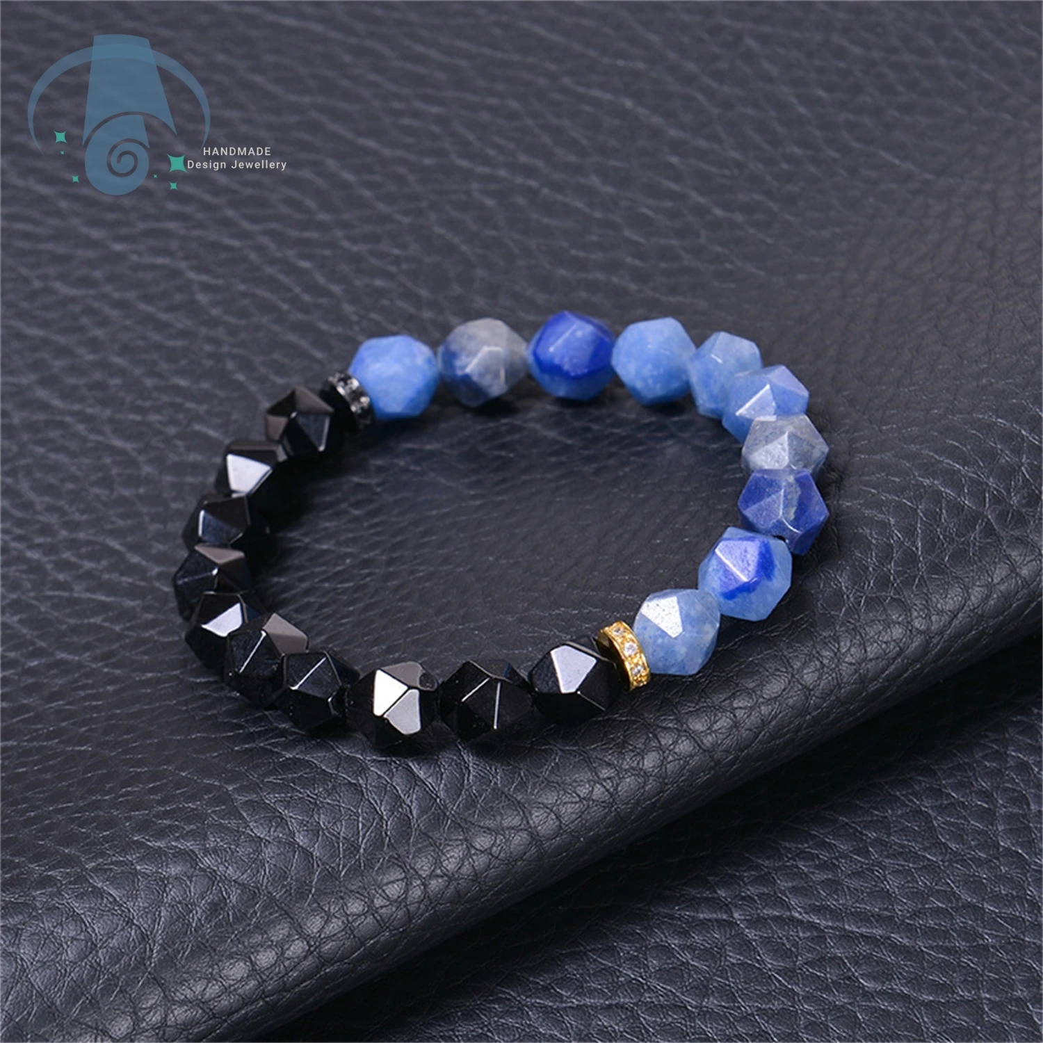 Mens Tiger Eye Bracelet Copper Micro Inlay Zircon Black Obsidian Beads Natural Gemstone Jewelry Gift for Him Adjustable String