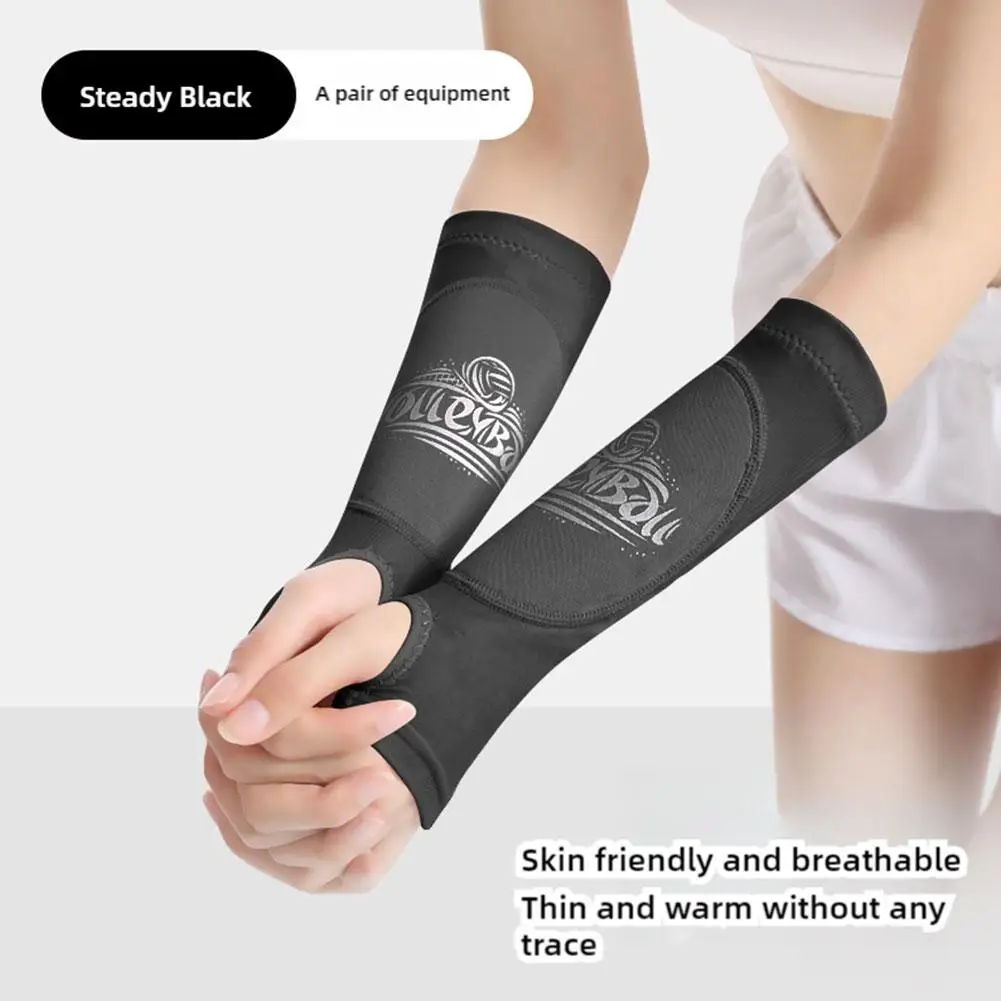 1pair Volleyball Arm Sleeves Passing Forearm Sleeves With Pad & Thumbhole For Youth Adult Children Protect Arms Q2n0