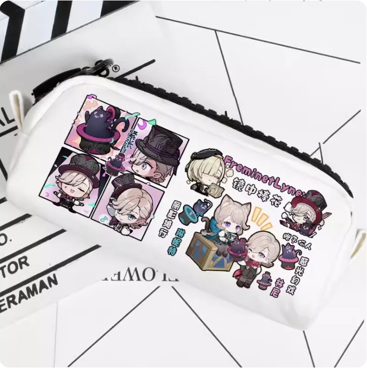 anime genshin impact lyney pencil case oxford canvas storage bolsa pencil box school pen bolsa 2104 01