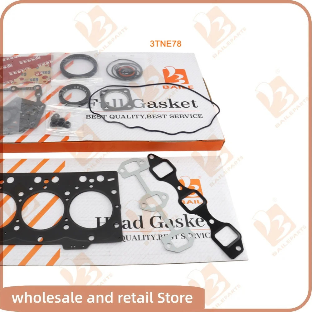 For Yanmar 3TNE78 Full Gasket Kit Diesel Engine 3TNE78A or Cylinder Head Gasket Overhaul Rebuild Kit Engine Spare Parts