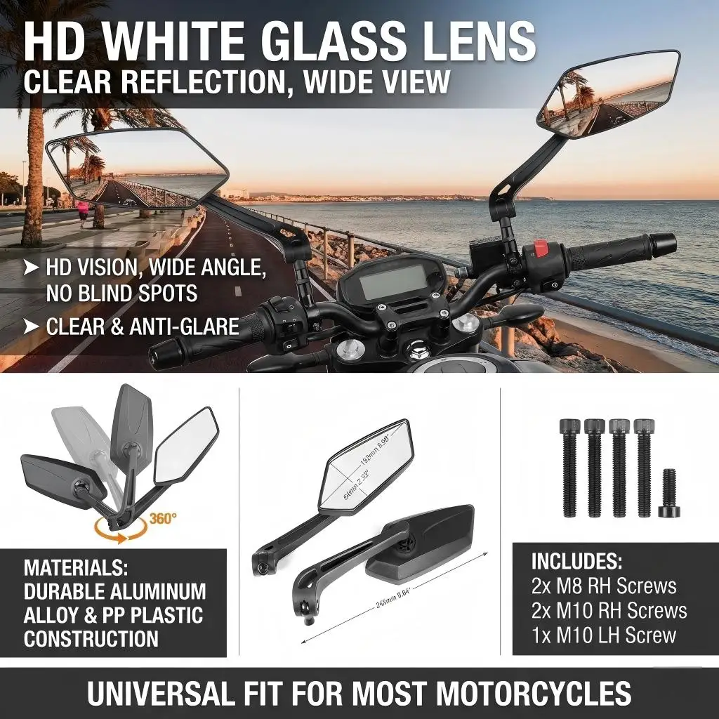 Motorcycle Rear view Mirrors For Kawasaki Vulcan S 650 2019 2020 2022 VulcanS 650 CC Adjustable Rear view Mirrors Accessories