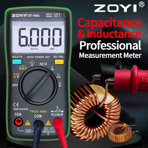 ZOYI ZT-102L Auto-Ranging Inductance 60H High-Precision Anti-Burn Multimeter with Capacitance, Temperature & NCV