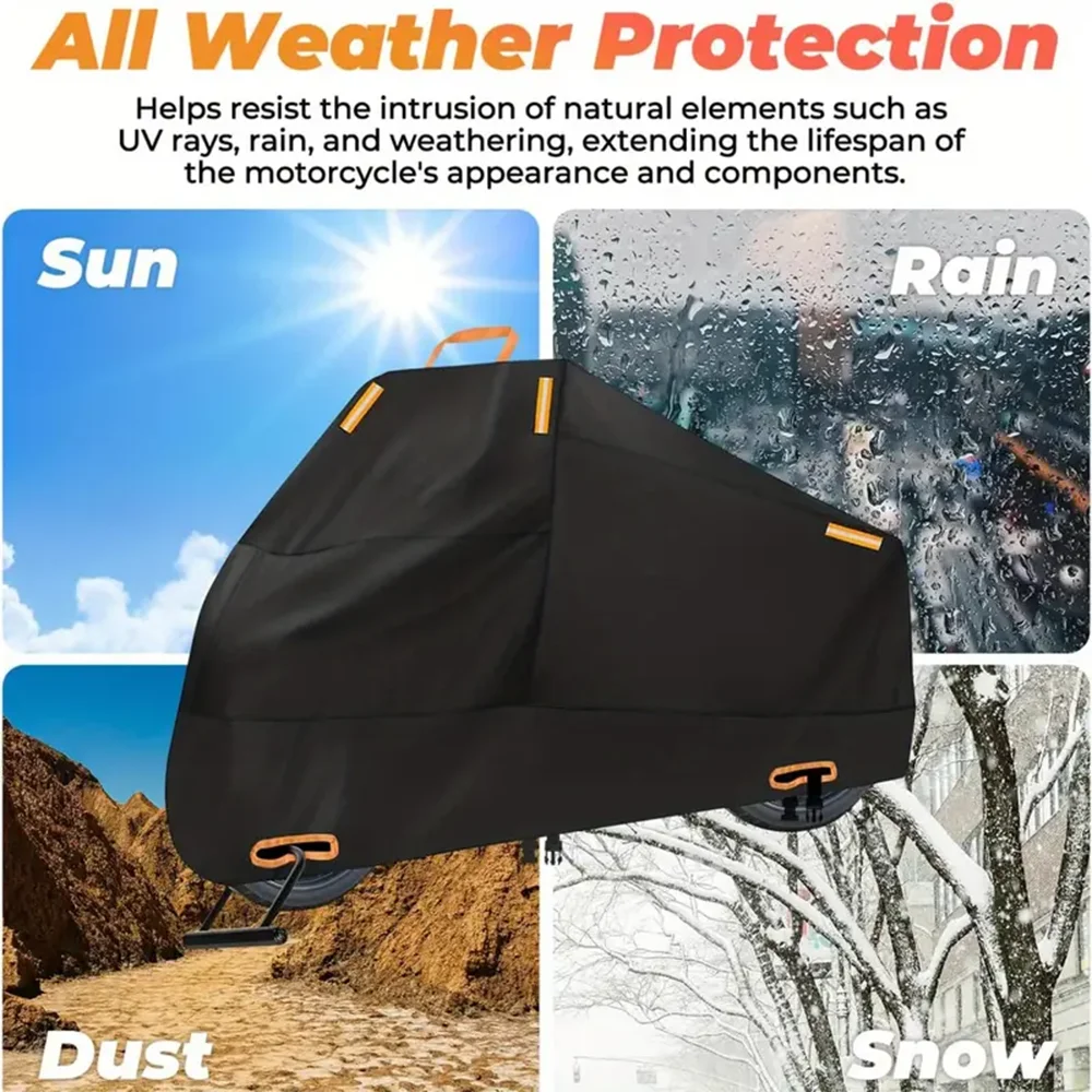 210D Heavy Duty Motorcycle Cover All Season Waterproof Sunproof Dustproof Scooter Cover Protective Motorbike Cover