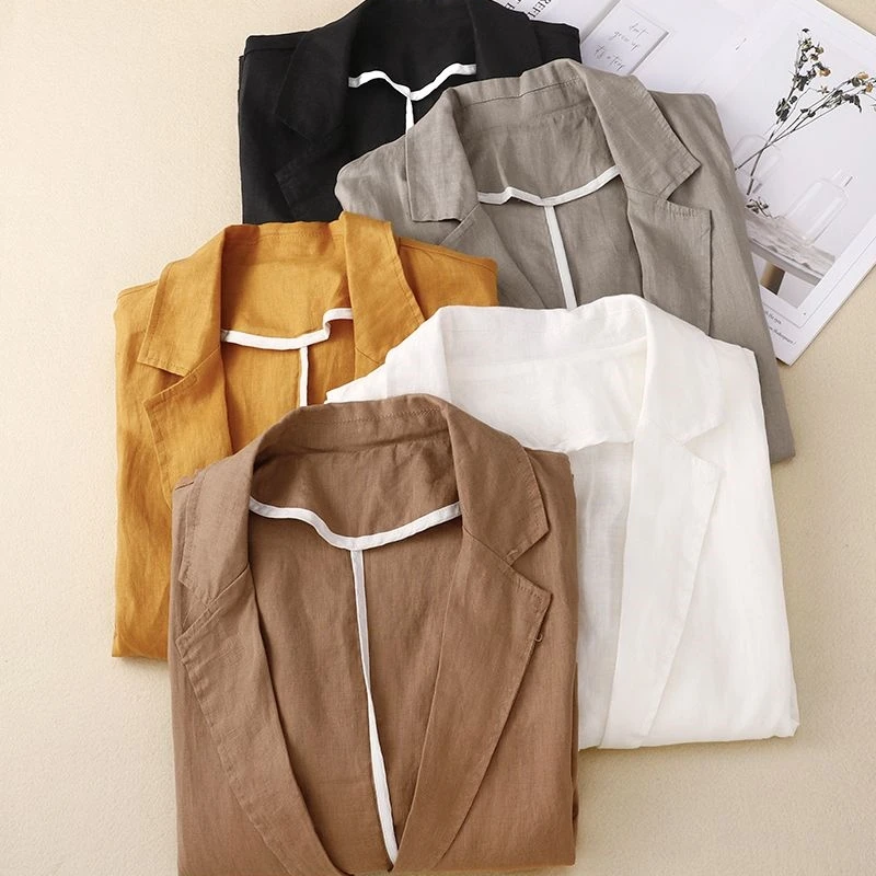 Women Fashion Solid Blazer Outwear Autumn Three-Quarter Sleeve Shirt Casual OL Work Blouse Female Buttons Tops Lady Suits