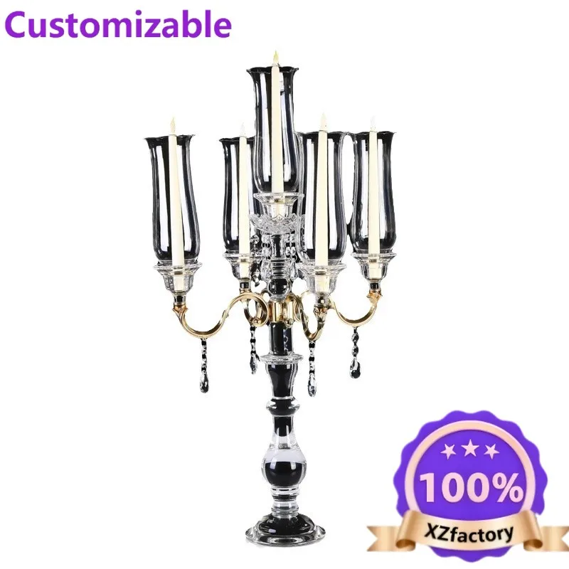 Factory Direct 2026 European crystal candle holder windproof wedding ornament crystal glass holder candle light dinner props  ho