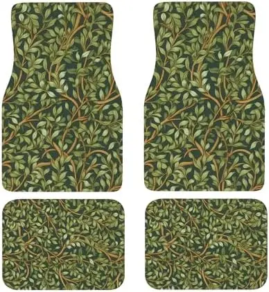 

Artistic Fabric Car Floor Mats | Non-Slip, Water-Absorbing, Stylish Morris Leaves Design | Front & Rear Set