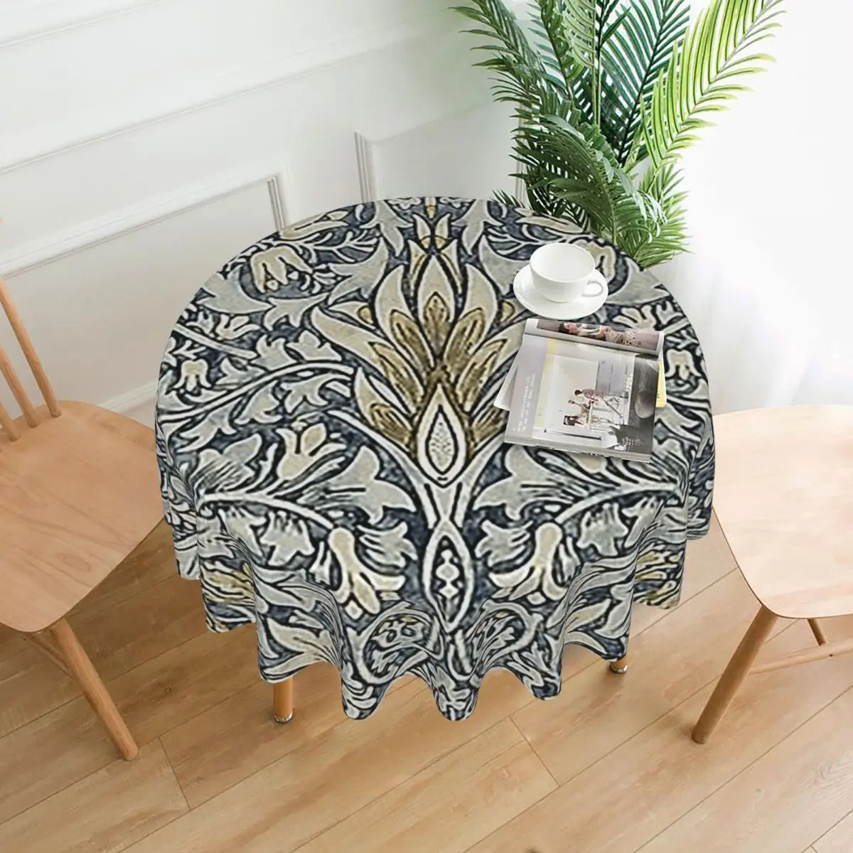 

William Morris Snakeshead Pattern Waterproof Round Tablecloth Oilproof Table Cloth for Kitchen Events Dining Table Cover 60 inch