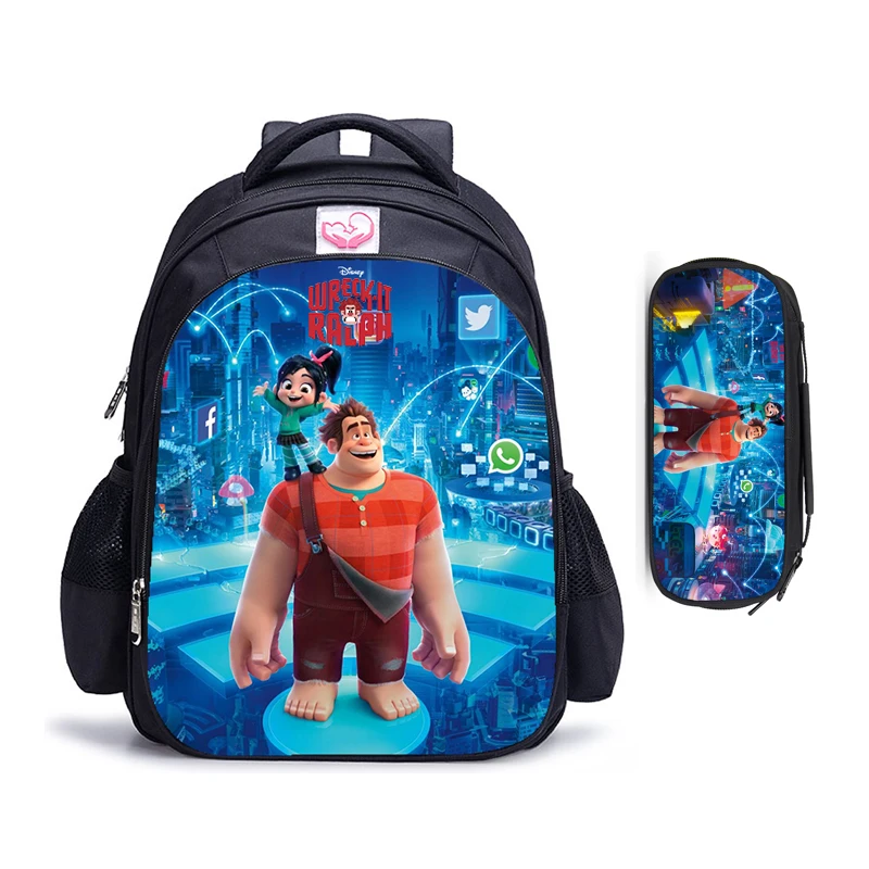 16 Inch Wreck-It Ralph Boy Girl Teenager Schoolbag Large Capacity Backpack Fashion College Student Rucksack Mochila