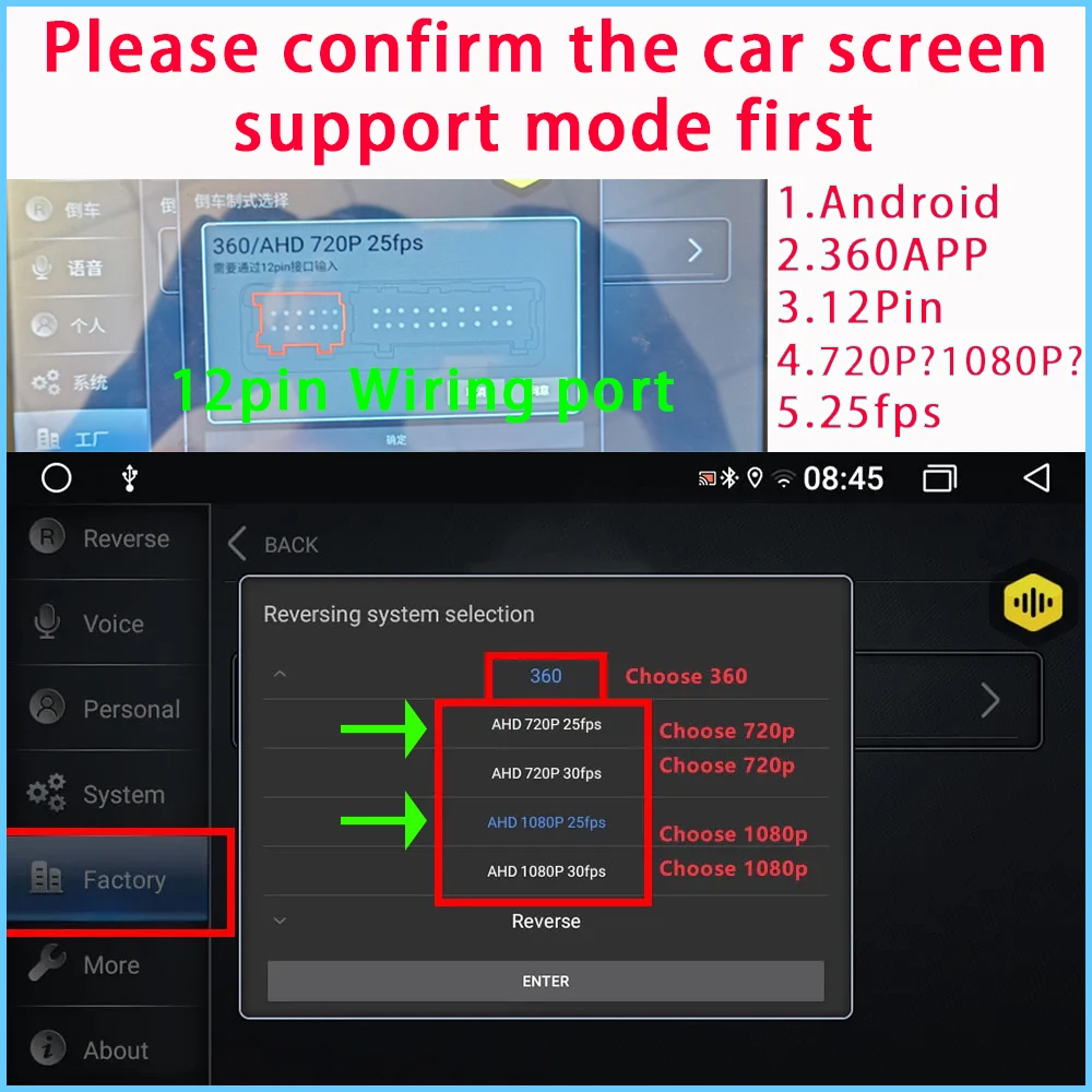 كاميرا سيارة أندرويد 3D AHD1080P 360 360 ° رؤية بانورامية 4 كاميرات مربعة مع مبيت مرآة الرؤية الخلفية لفولفو S60/V40/V60 #6