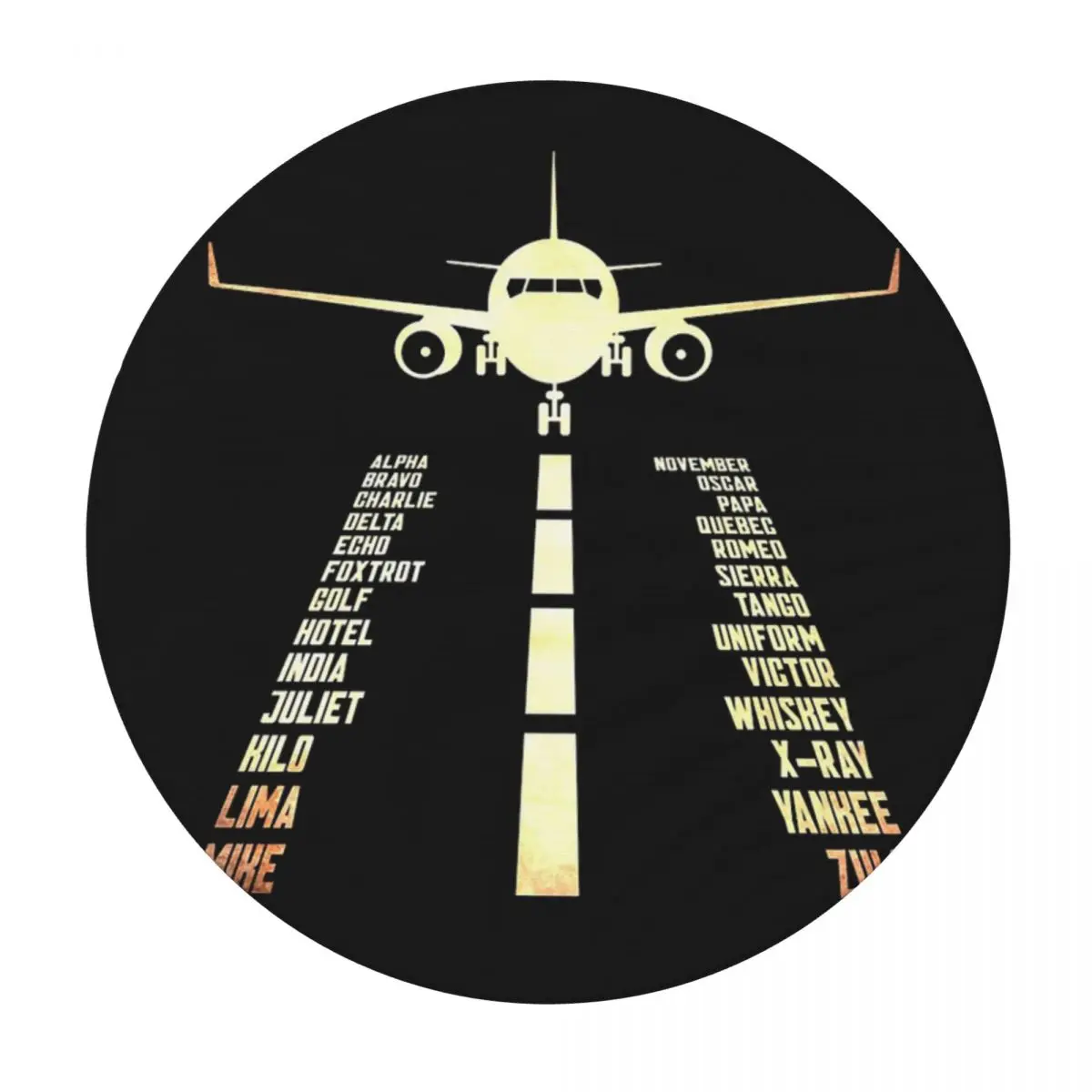 Airplane Airstrip Phonetic Alphabet Waterproof Round Tablecloth Oilproof Table Cloth for Kitchen Events Dining Table Cover